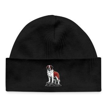 Chien Saint-Bernard sur Rocher Portrait Sauveteur - Bonnet bébé bio - noir - Devant