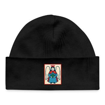 Imprimé vintage d’emblème d’ange - Bonnet bébé bio - noir - Devant