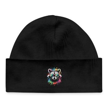 Raccoon Color Explosion - Baby Organic Beanie - black - Front