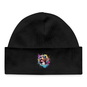 Cavalier King Charles Spaniel Splash Color - Baby Organic Beanie - black - Front