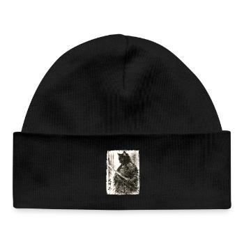 Samurai Cat Japanese Warrior Ukiyoe Anime - Baby Organic Beanie - black - Front