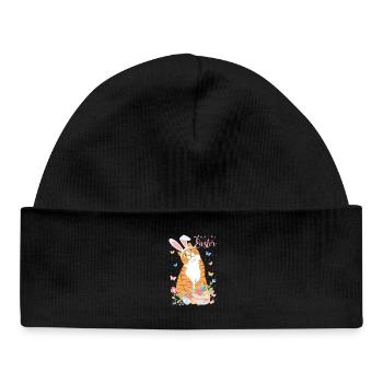 Pastel Easter Bunny with Floral Eggs - Baby Organic Beanie - black - Front