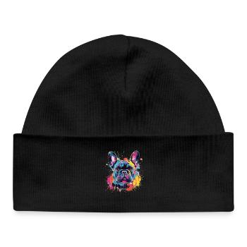 Colorful French Bulldog Dog Splash Art - Baby Organic Beanie - black - Front