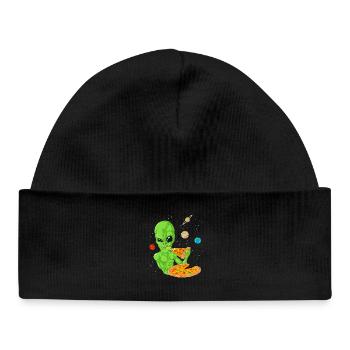 Alien Pizza Space Shirt - Bonnet bébé bio - noir - Devant
