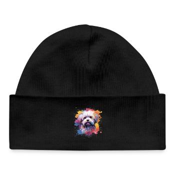 Maltese Dog Splash Art Colorful - Baby Organic Beanie - black - Front