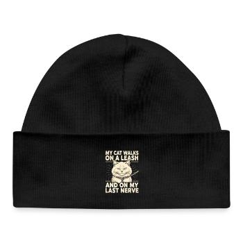 Cat on a leash is annoying | Cat humor - Baby Organic Beanie - black - Front