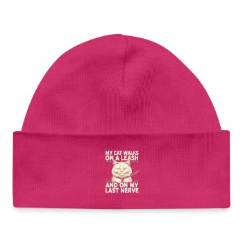 Cat on a leash is annoying | Cat humor - Baby Organic Beanie - hot pink - Front
