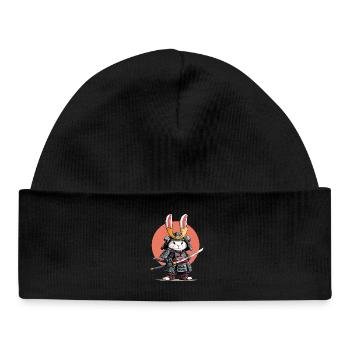 Guerrier Samouraï Lapin - Bonnet bébé bio - noir - Devant