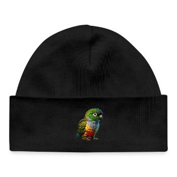 Motif de perruche rocheuse - Bonnet bébé bio - noir - Devant