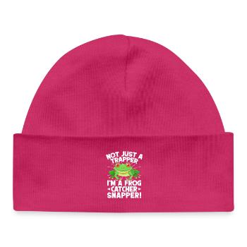 Attrapeur de grenouilles, pas seulement trappeur, grenouille, vivaneau - Bonnet bébé bio - hot pink - Devant