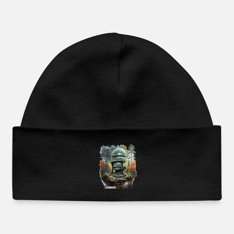 Space in Woods Dome - Baby Organic Beanie - black