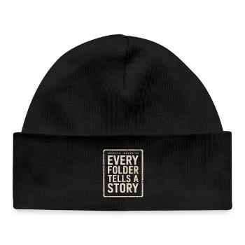 Every Folder Tells A Story Archival Print - Baby Organic Beanie - black - Front