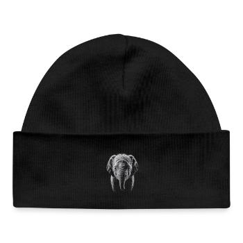 Elephant Head - Baby Organic Beanie - black - Front