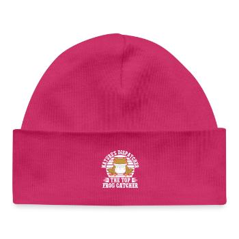 Attrapeur de grenouilles, répartiteur, grenouille - Bonnet bébé bio - hot pink - Devant
