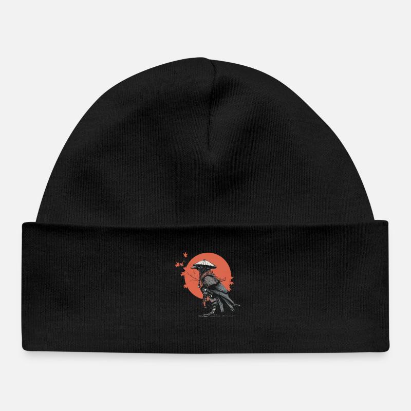 Corbeau Samouraï dans Red Moon - Bonnet bébé bio - noir