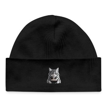 Cat Eats Ramen - Baby Organic Beanie - black - Front