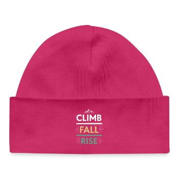 Grimpe Tombe Relève Montagne - Bonnet bébé bio - hot pink - Devant