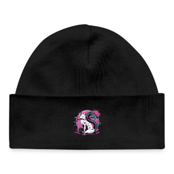 Cyberpunk Fox et Dragon Anime Gamer Otaku - Bonnet bébé bio - noir - Devant