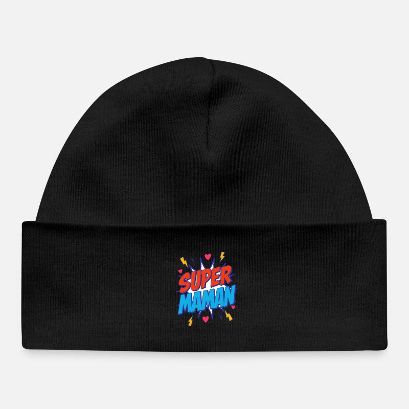 Super Maman - Bonnet bébé bio - noir