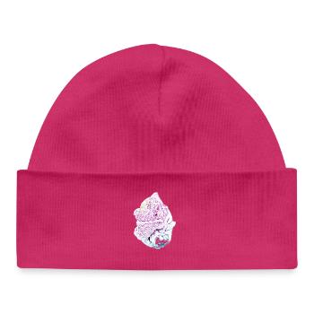 Tête de caméléon pastel, calyptratus caméléo - Bonnet bébé bio - hot pink - Devant