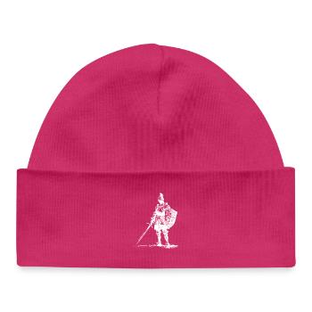 Ritter-Silhouette mit Schwert und Schild - Baby Organic Mütze - hot Pink - Vorne