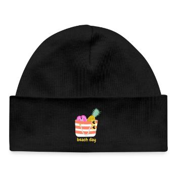 Journée à la plage - Bonnet bébé bio - noir - Devant