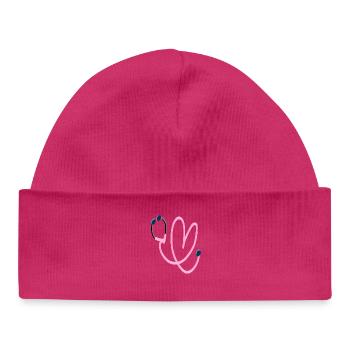 Rosa Herz Stethoskop - Baby Organic Mütze - hot Pink - Vorne