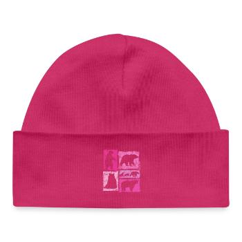 Imprimé animal vintage Bears - Bonnet bébé bio - hot pink - Devant