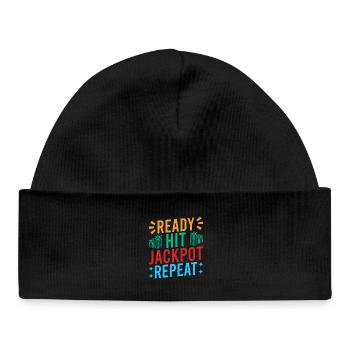 Gambling Fan Ready Hit Jackpot Repeat Casino - Baby Organic Mütze - Schwarz - Vorne