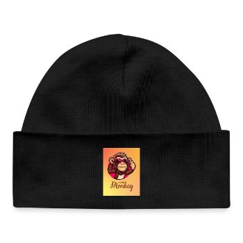 Metal Monkey with Neon Glasses - Baby Organic Beanie - black - Front