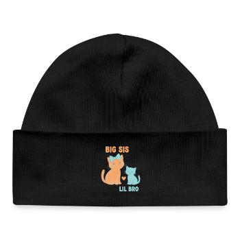 Gender Reveal Baby Shower Big Sis Lil Bro Baby - Baby Organic Beanie - black - Front