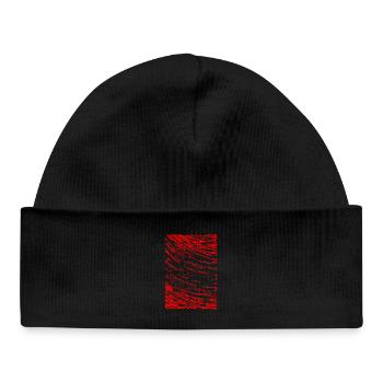 Image abstraite / rouge / motif / ligne - Bonnet bébé bio - noir - Devant