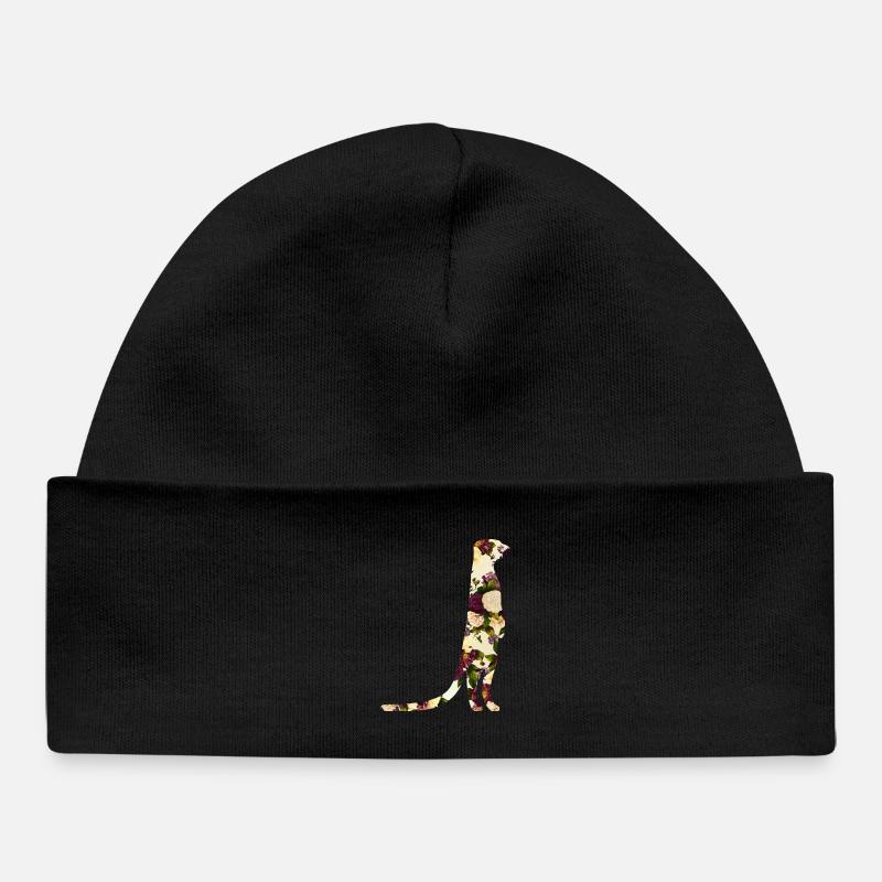Cadeau de motif floral sur fleurs Suricate - Bonnet bébé bio - noir