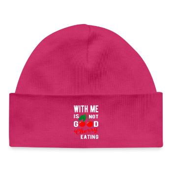 With me is not good Cherry eating - Baby Organic Beanie - hot pink - Front