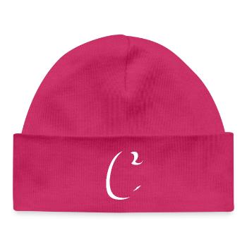 Jeu abstrait de couleurs sur toile - Bonnet bébé bio - hot pink - Devant
