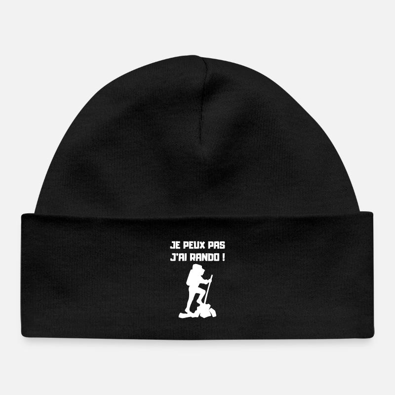 Je peux pas j'ai Rando (blanc) - Bonnet bébé bio - noir