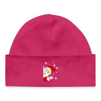 Joyeux Père Noël Salutation à la neige - Bonnet bébé bio - hot pink - Devant
