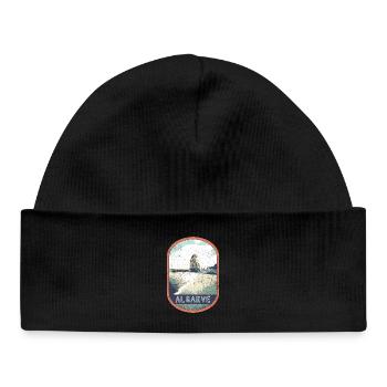 Badge retro, Algarve Portugal, plage été soleil - Bonnet bébé bio - noir - Devant