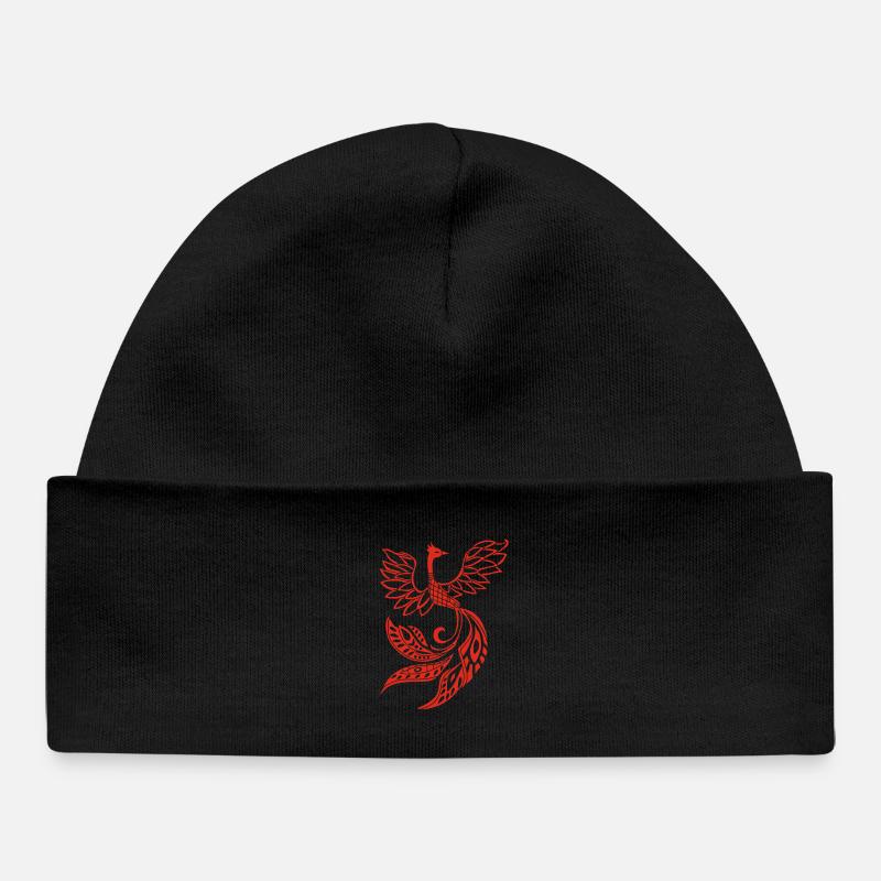 Red phoenix bird - Baby Organic Beanie - black