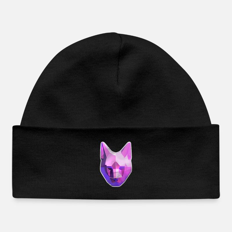 Chat géométrique en rose néon - Bonnet bébé bio - noir