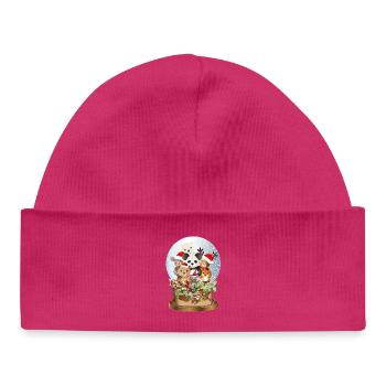 Belle boule à neige nostalgique avec peluches - Bonnet bébé bio - hot pink - Devant