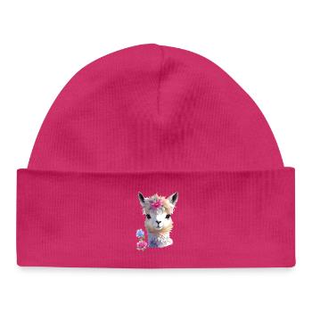 süßes Lama - Baby Organic Mütze - hot Pink - Vorne