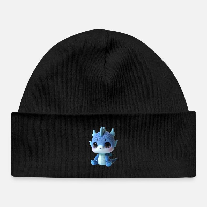 Charme en peluche dragon mignon - Bonnet bébé bio - noir