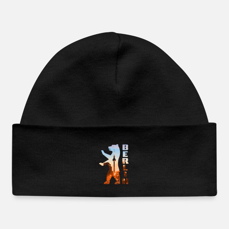 Silhouette d’ours de Berlin - Bonnet bébé bio - noir