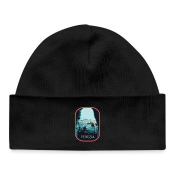 Illustration typical view of Venice and Gondolas - Baby Organic Beanie - black - Front
