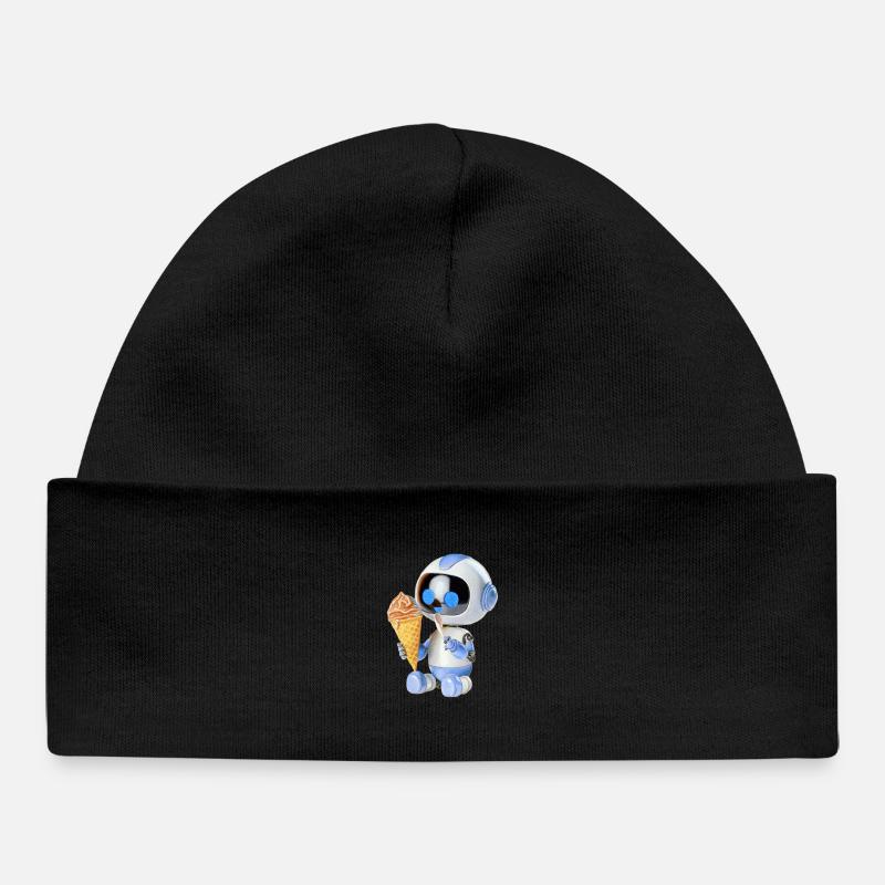 Crème glacée robot - Bonnet bébé bio - noir