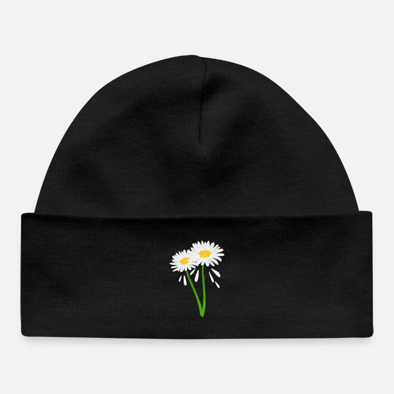 Fleur décorative sur tige verte - Bonnet bébé bio - noir