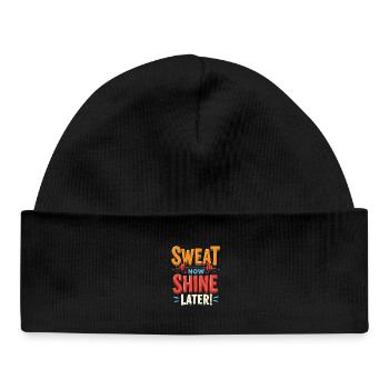 Sweat Now, Shine Later! Gym Motivational Quote - Baby Organic Beanie - black - Front