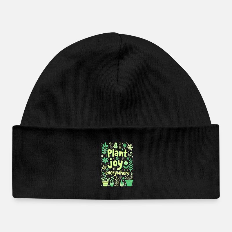 PLANT JOY EVERYWHERE - Baby Organic Beanie - black