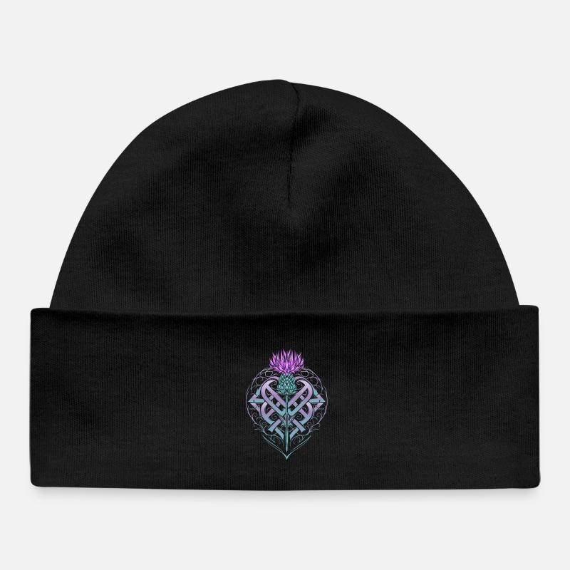 Distel Schild Celtic Knots Thistle Lover - Baby Organic Mütze - Schwarz